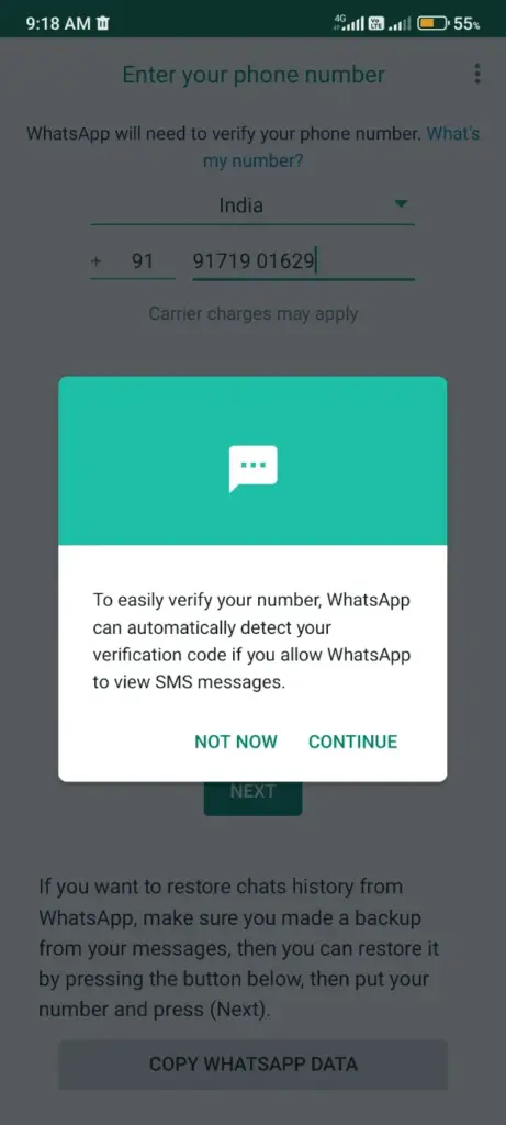 Permitir permissões do WhatsApp GB