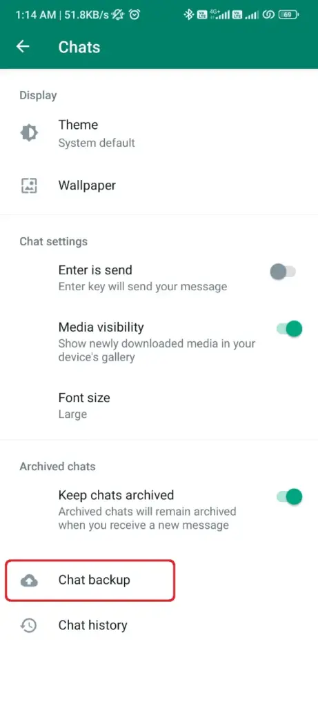Backup de bate-papo WhatsApp Plus