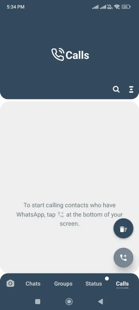 WhatsApp GB Toque no ícone de chamada
