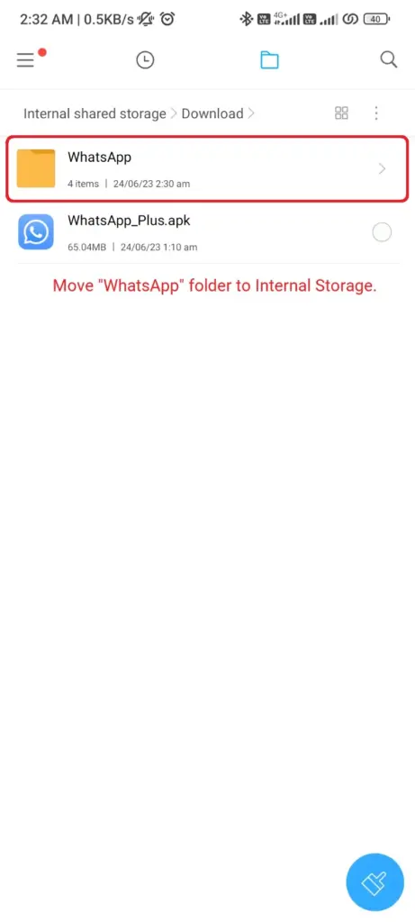Mover a pasta do WhatsApp para o armazenamento interno (1)
