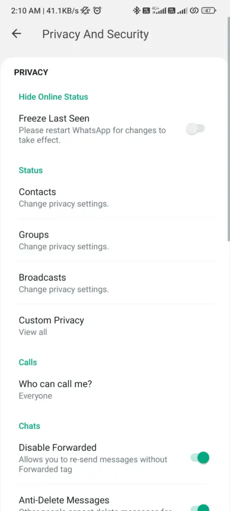 Privacidade Segurança WhatsApp Plus