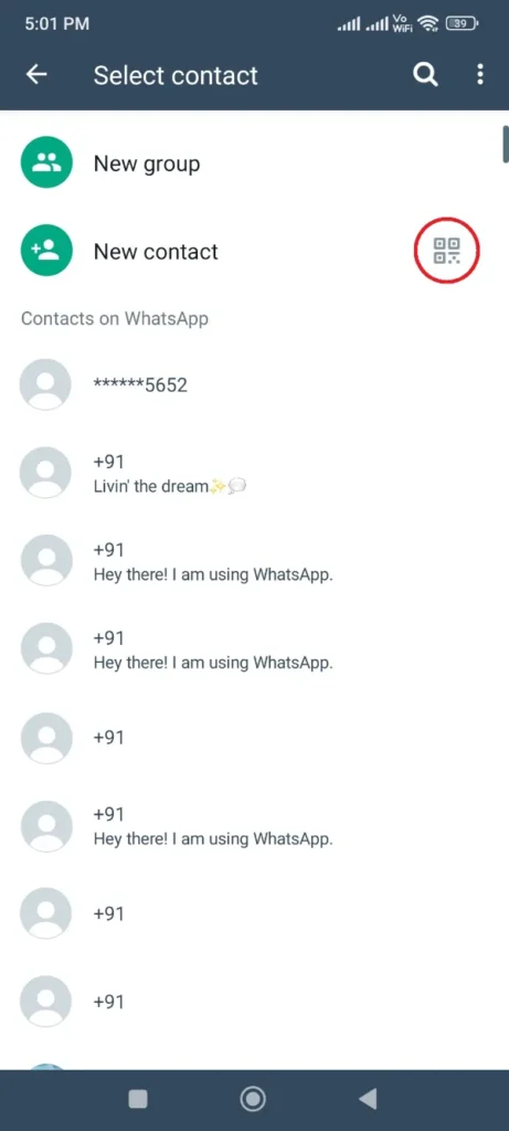 WhatsApp GB Adicionar contatos usando QR