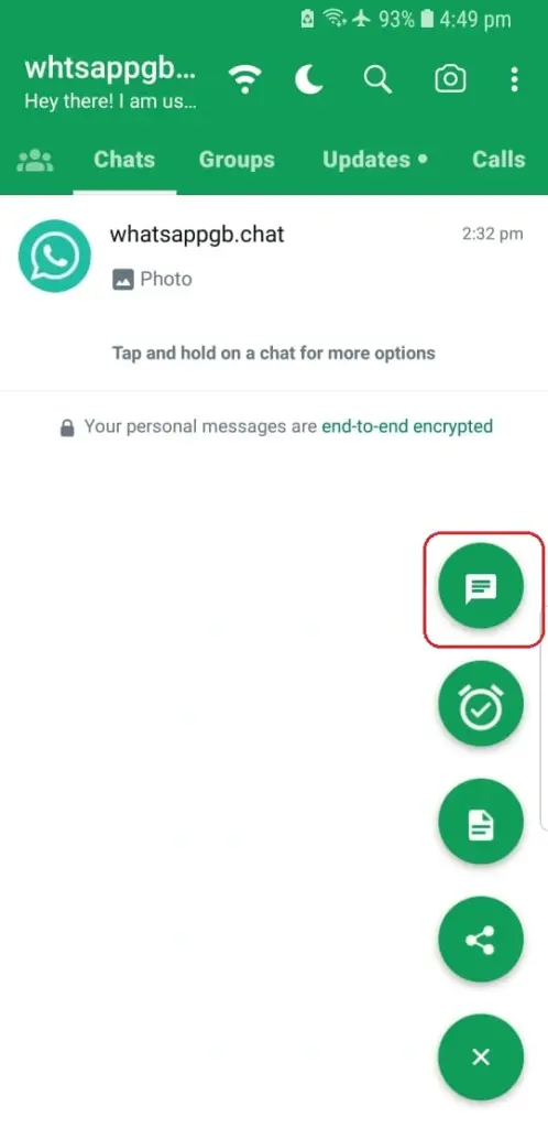 Ícone de mensagem do WhatsApp Plus