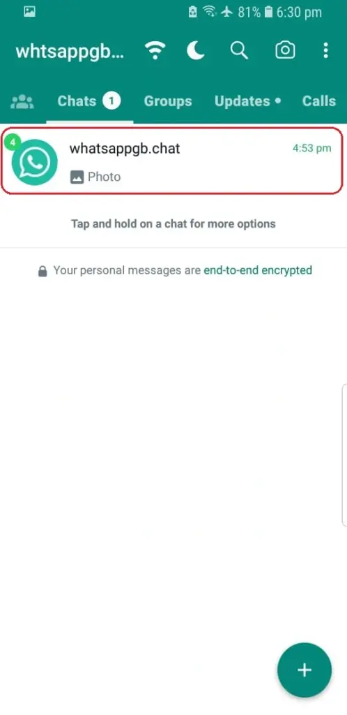 Bate-papos no WhatsApp Plus Messenger