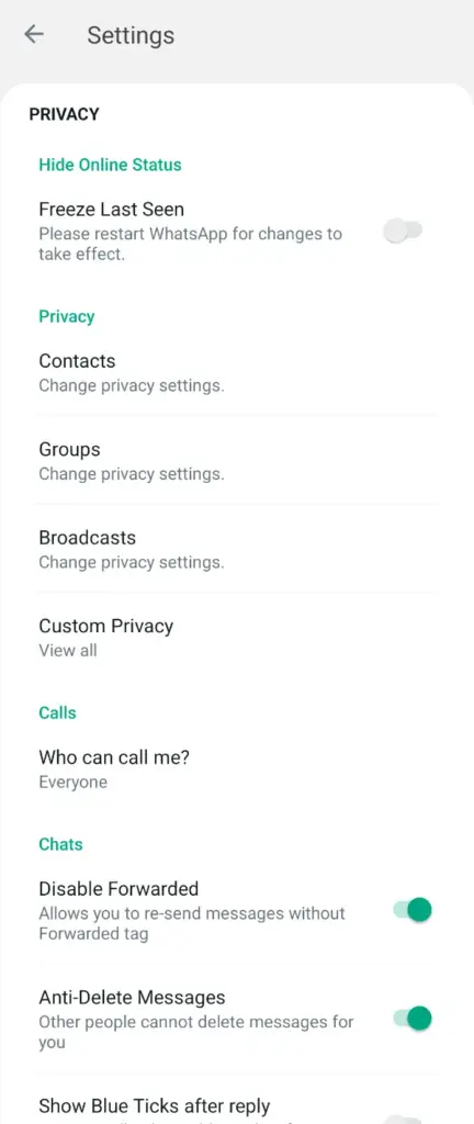 Privacidade do WhatsApp Mod
