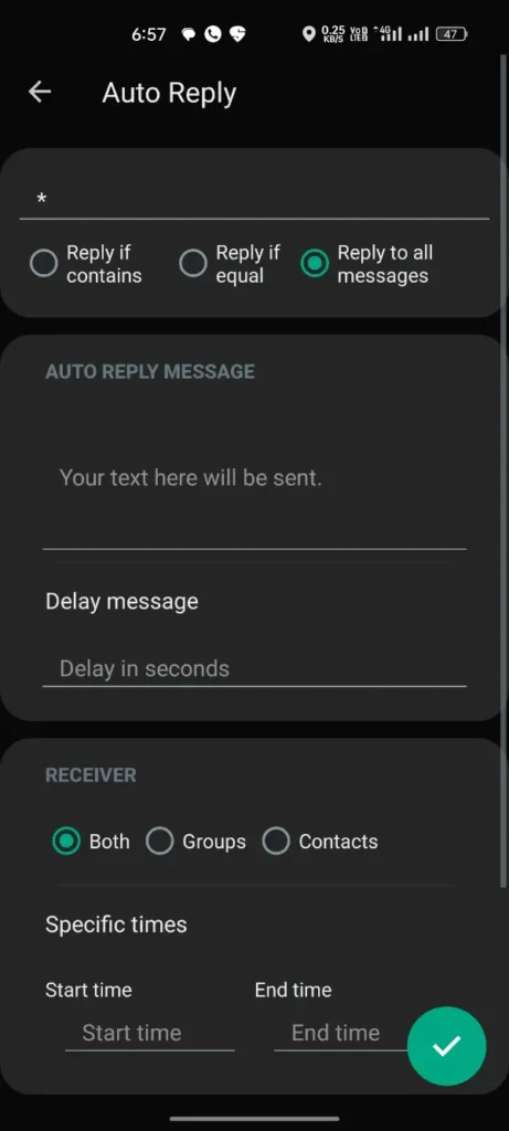 Recurso de resposta automática do YoWhatsApp 